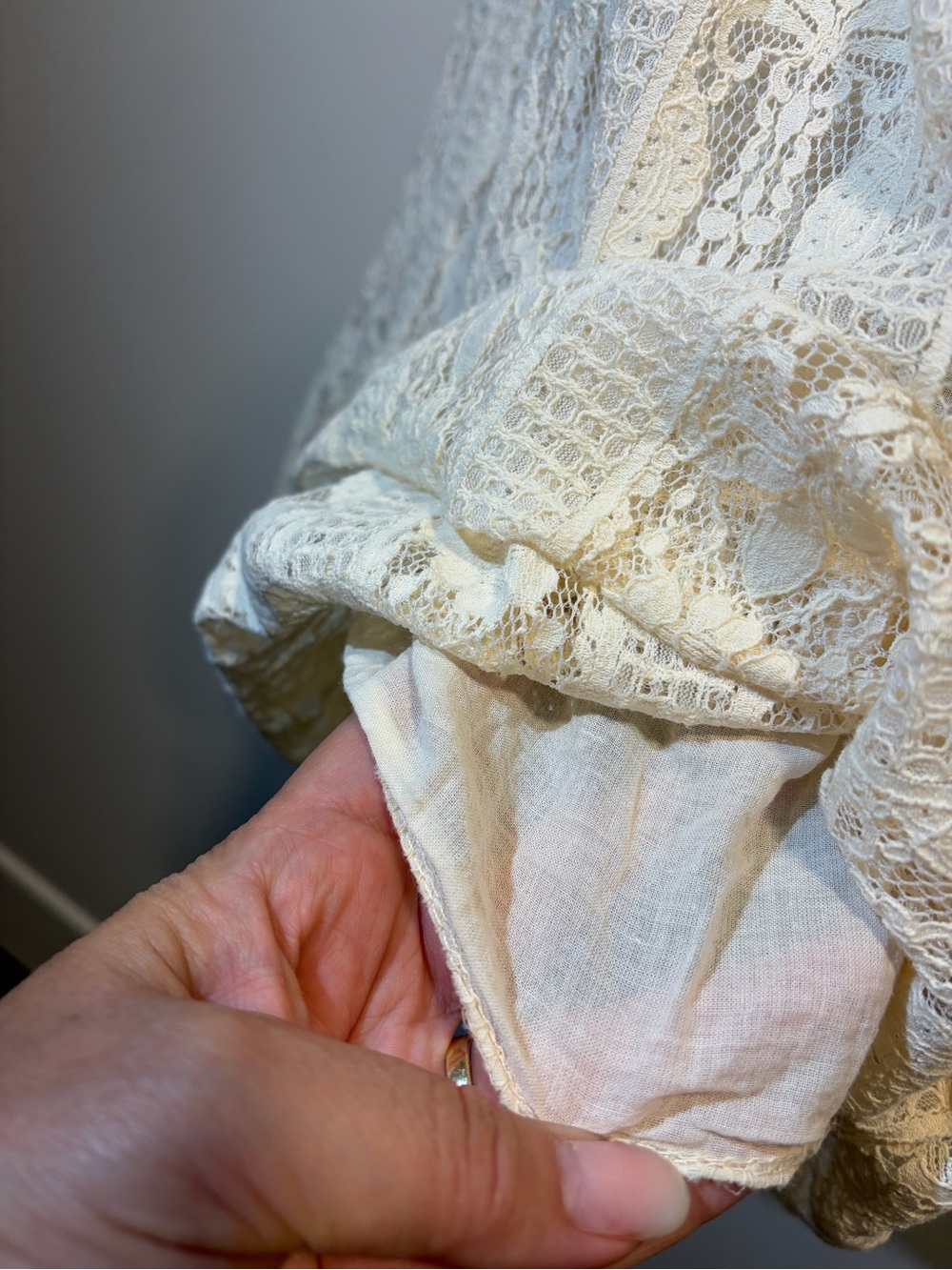 Astrid Cream Lace V-Neck Tiered Mini Dress - Picture 4 of 5